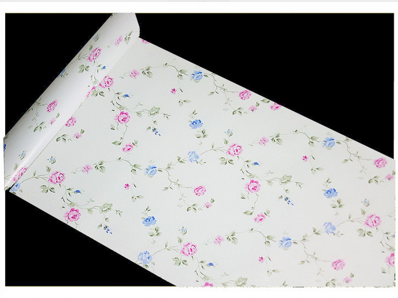 Giấy decal cuộn hoa hồng bi nền trắng